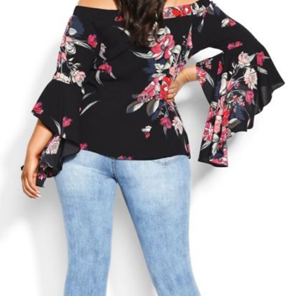 Citi chic black misty floral bardot top - Picture 9 of 10